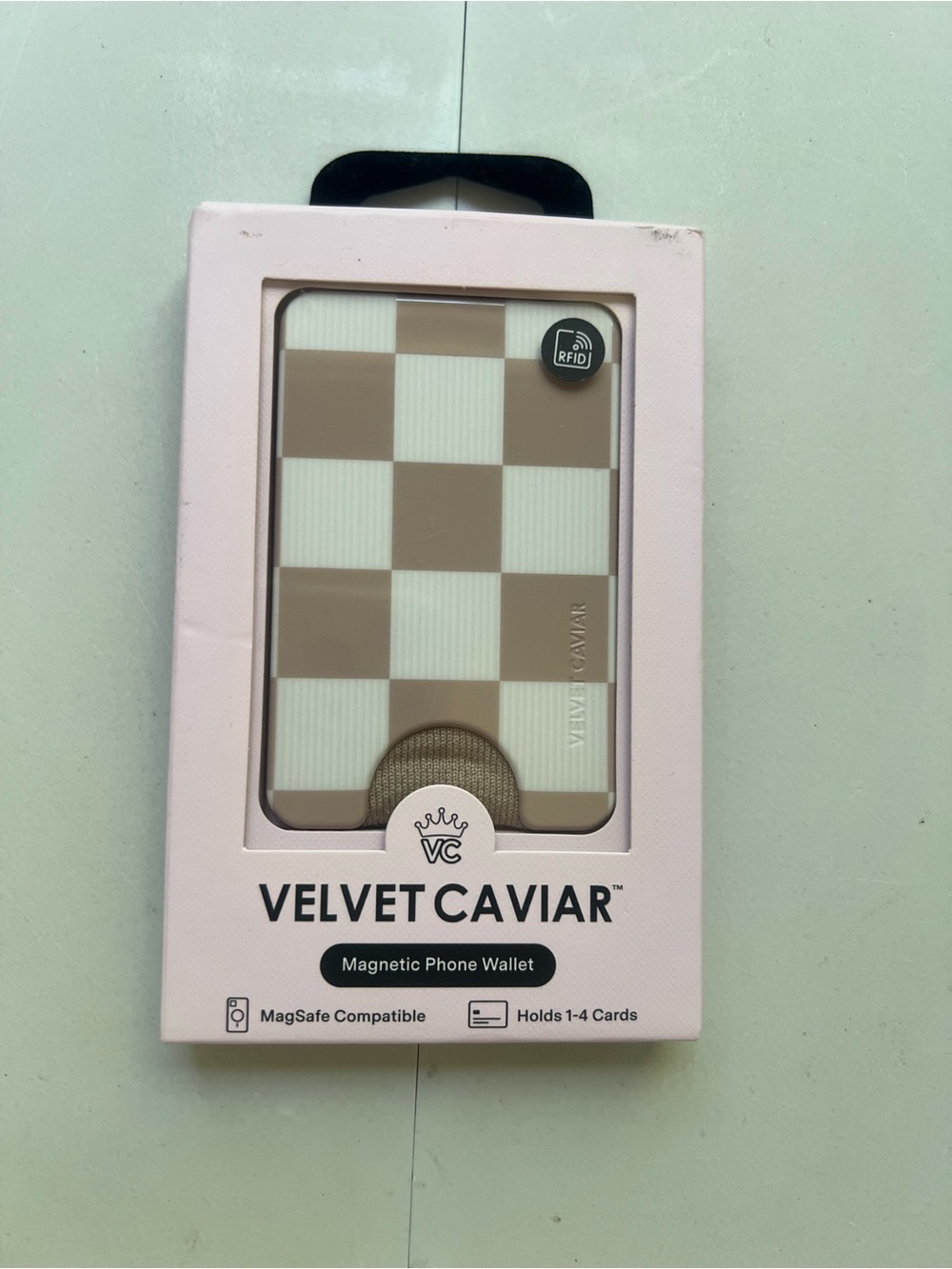Velvet Caviar Beige & White Checkered Magnetic Phone Wallet